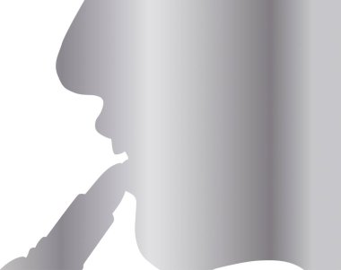 Parmağını ağzının yanına koyup düşünen bir insan silueti.