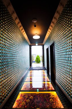 Modern otel koridoru ve girişi lüks.               