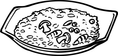 sebzeli pirinç ana hatları çizim, gıda konsepti