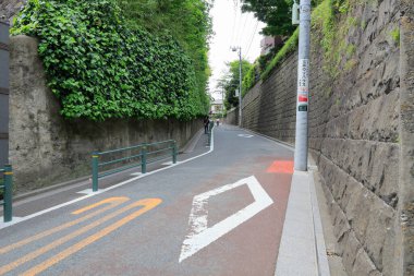 Kuragarizaka, aynı zamanda Kurayami-zaka olarak da bilinir, Kanazawa, Japonya 'da dar, karanlık bir yamaç, taş duvarlar ve yemyeşil