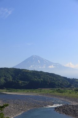 Fuji Nehri ve Mt. Fuji, Fuji Şehri, Shizuoka Bölgesi, Japonya