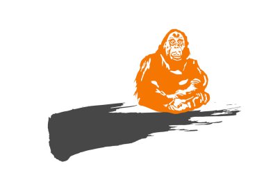 maymun silueti logo tasarımının çizimi