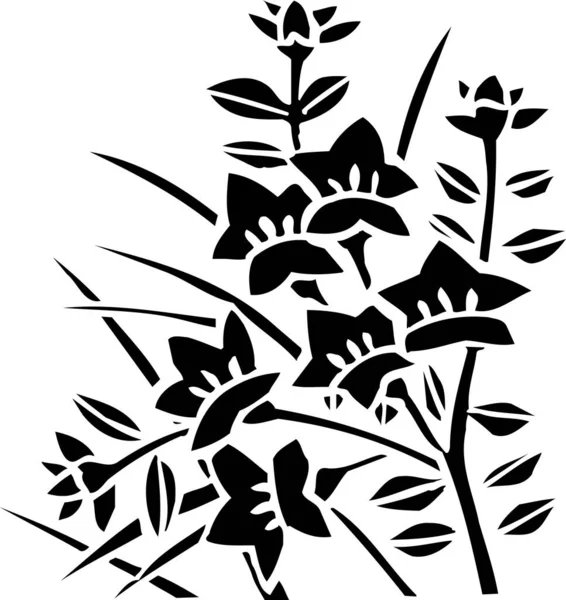 Чорно Білий Японський Стиль Квіткова Ілюстрація — стокове фото