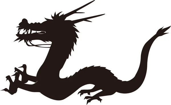 Black dragon icon isolated on white background.