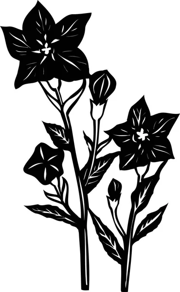 Zwart Wit Japanse Stijl Bloemen Illustratie — Stockfoto