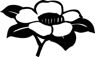 Çiçeksel elementlerle siyah beyaz Japon stili çizimler