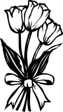 siyah ve beyaz Japon tarzı çiçek çizimi