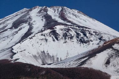 Fuji Dağı, Japonya. Karlı kış manzarası.