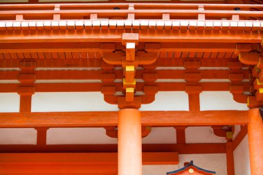 Geleneksel Japon tapınağının dış görünüşüne yakın plan
