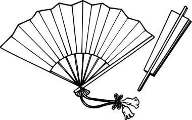 Japonca katlanan el fan çizgisi resim simgesi