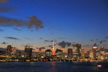 Geceleri Tokyo 'nun gökyüzü manzarası