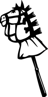 hobi atı, beyaz arka planda izole edilmiş basit siyah beyaz çizim