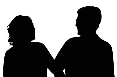 Siluetli adam ve kadın bir arada gülümsüyor.