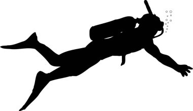 Scuba dalgıcının siyah silüeti 