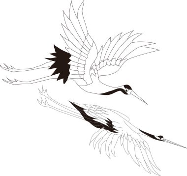 beyaz arkaplanda karikatür vinçleri izole