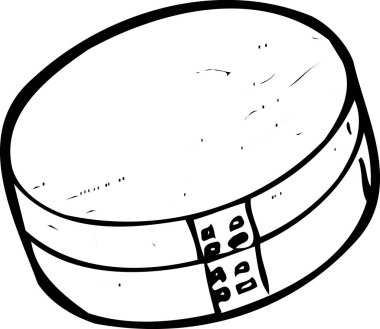 davul, beyaz arkaplanda izole edilmiş basit siyah beyaz çizim