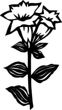 siyah ve beyaz Japon tarzı çiçek çizimi