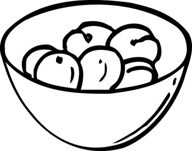 Fındıklı kase, beyaz arkaplanda izole edilmiş siyah beyaz resim