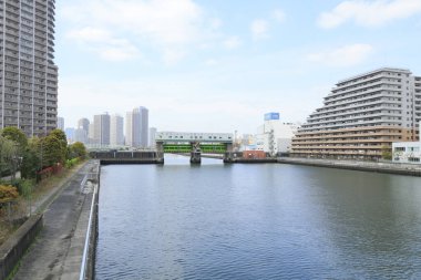 Tokyo, Japonya 'daki Toyosu Suimon Tide Gate Koto