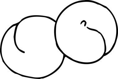 Beyaz arkaplanda izole edilmiş iki fındık, basit siyah beyaz çizim