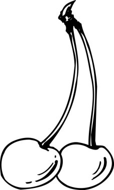 Olgun kirazların siyah beyaz çizimi