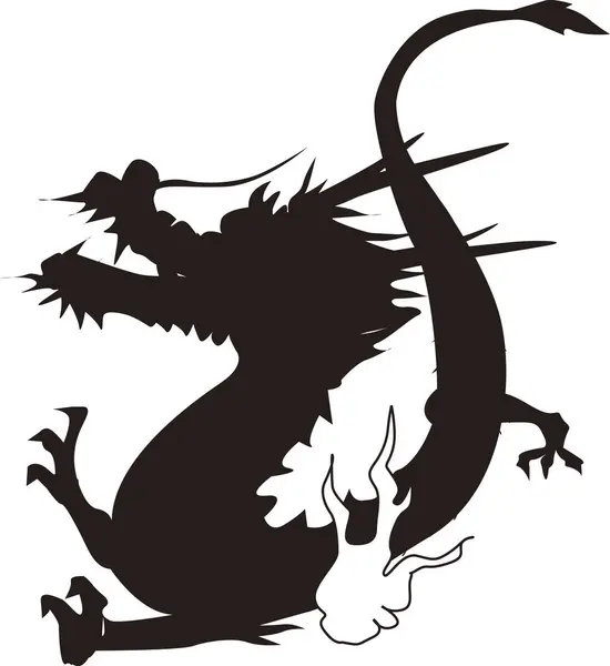 Beyaz Arkaplanda Siyah Ejderha Simgesi Izole — Stok fotoğraf