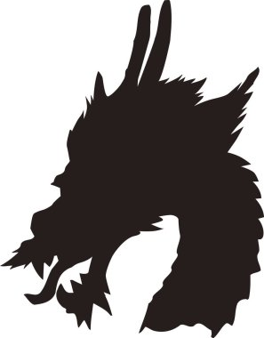 Beyaz arkaplanda siyah ejderha simgesi izole.