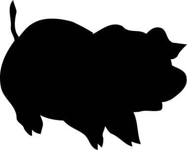 Siyah beyaz arka plan üzerinde izole domuz silüeti 