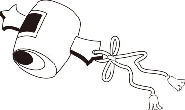 Uchide no kozuchi hammer, beyaz arkaplanda izole edilmiş basit siyah beyaz çizim