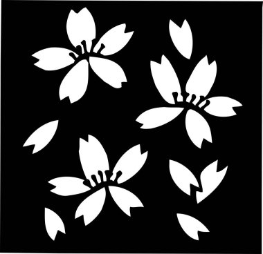 siyah ve beyaz Japon tarzı çiçek çizimi