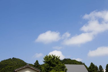 Güzel beyaz bulutlar açık mavi gökyüzünde 