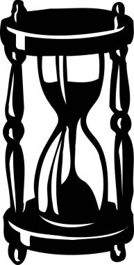 Beyaz arkaplanda kum saatinin siyah silüeti çizimi