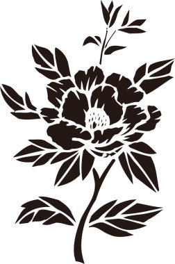 siyah ve beyaz Japon tarzı çiçek çizimi