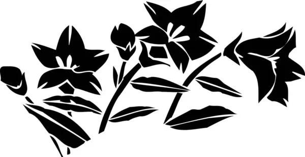Чорно Білий Японський Стиль Квіткова Ілюстрація — стокове фото