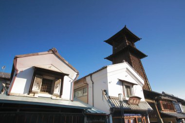 Kawagoe, Japonya 'da Zaman Çanı Kulesi (Toki no Kane).          