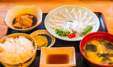 Geleneksel Japon mutfağı. Yakın çekim.