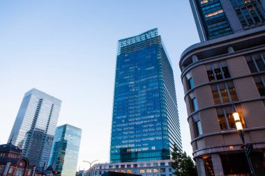  Japonya 'daki modern şehir gökdelenlerinin manzarası