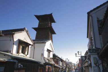 Kawagoe, Japonya 'da Zaman Çanı Kulesi (Toki no Kane).          