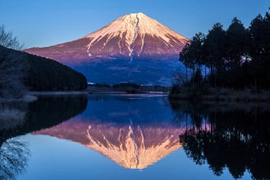 Güneşli bir günde güzel karlı dağların manzarası 