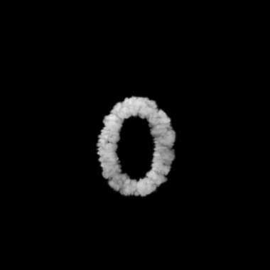 Siyah arkaplanda beyaz alfabe harfi 0.               