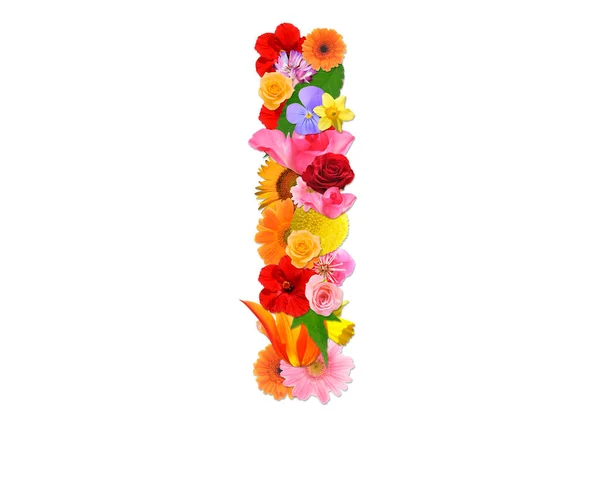 Ich Brief Von Bunten Blumen Isoliert Auf Weißem Hintergrund Rendering — Stockfoto