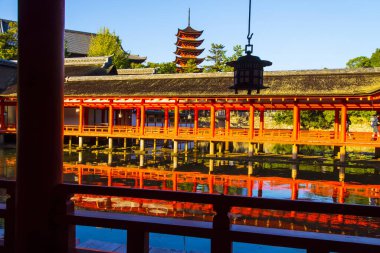 Japonya Miyajima 'daki güzel Itsukushima Tapınağı