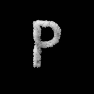 Siyah arkaplanda beyaz alfabe harfi p.               