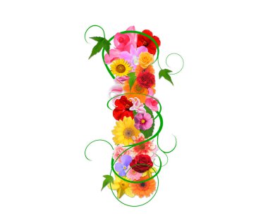 Beyaz arka planda izole edilmiş renkli çiçeklerden mektup yazıyorum. 