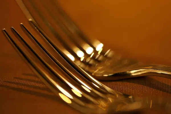 Close Two Forks Table — Stock Photo, Image