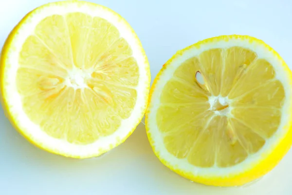 Close View Fresh Sliced Lemon Isolated White Background — Stock Photo, Image
