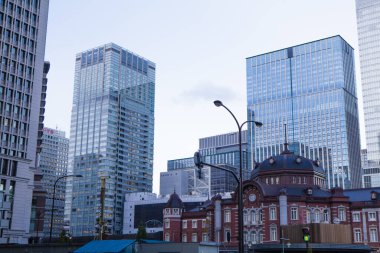  Japonya 'daki modern şehir gökdelenlerinin manzarası