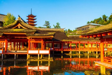 Japonya Miyajima 'daki güzel Itsukushima Tapınağı