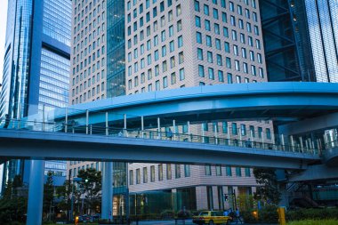 Tokyo, Japonya. Akşamları metro istasyonu olan şehir manzarası 