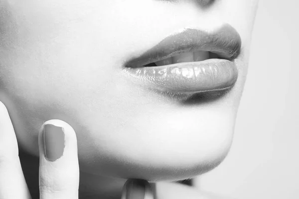 beautiful woman \'s mouth with lips. close up.